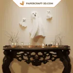 Papercraft of Halloween ghosts in 3D origami