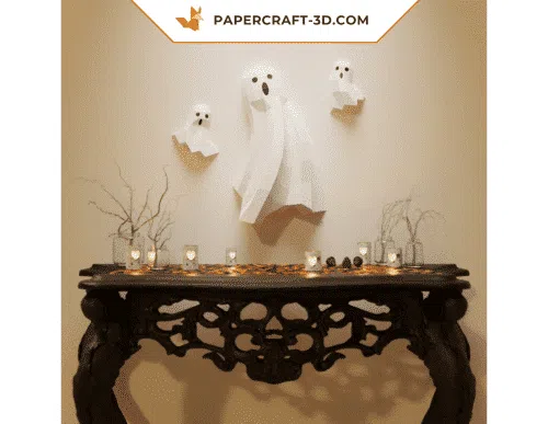 3D Origami Halloween Ghosts Papercraft
