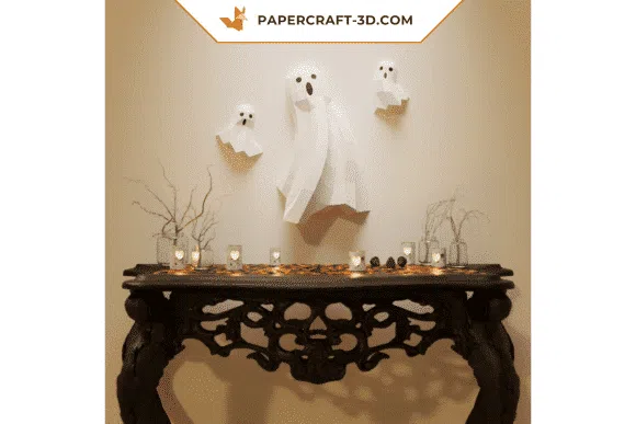 Papercraft of Halloween ghosts in 3D origami Papercraft of Halloween ghosts in 3D origami
