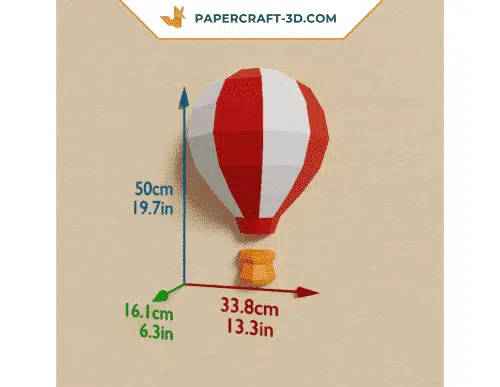 Papercraft hot air balloon in 3D origami