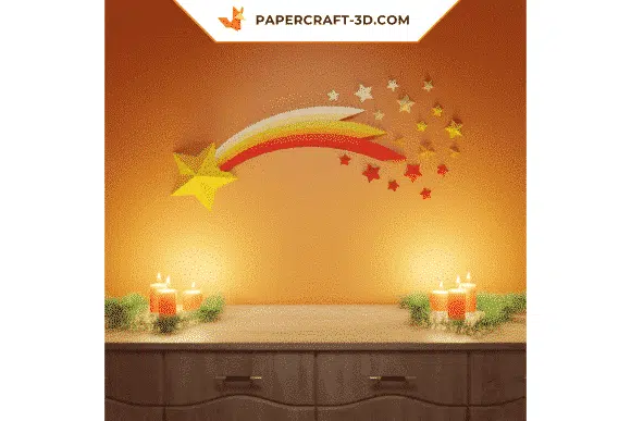 Papercraft étoile filante origami papier 3D, weergave 4