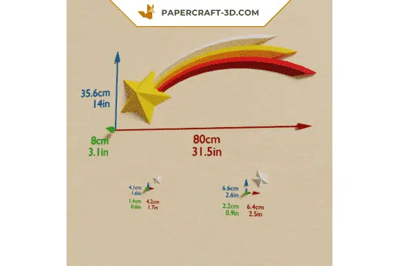 Papercraft étoile filante origami papier 3D, weergave 3
