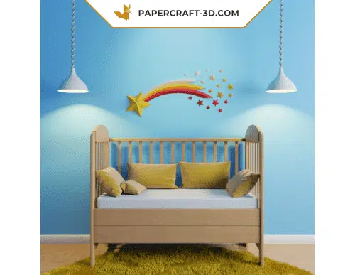 Papercraft d'étoile filante multicolore en origami 3D