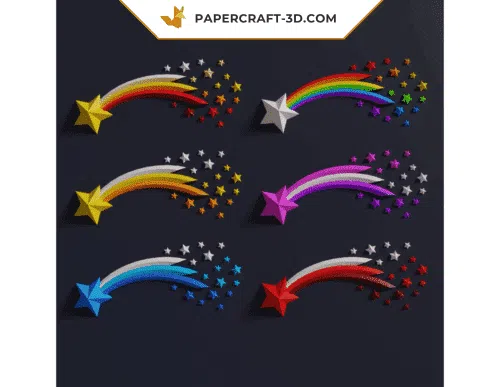 Papercraft of shooting star in origami 3D