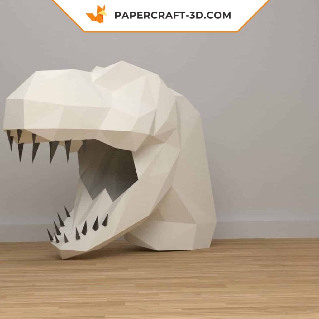 Papercraft T-Rex mask in origami