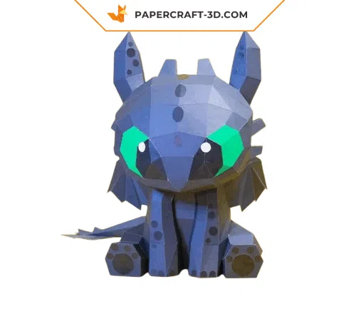 Papercraft Nachtfury-Drache als Origami