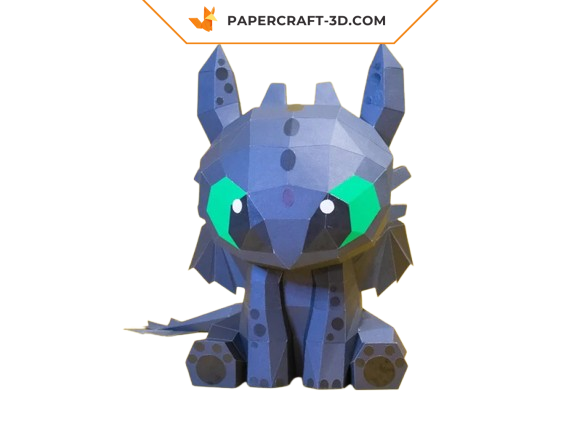 Papercraft des Drachen Fury Nocturne in 3D-Origami Papercraft des Drachen Fury Nocturne in 3D-Origami