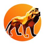 Papercraft standing lion in 3D origami