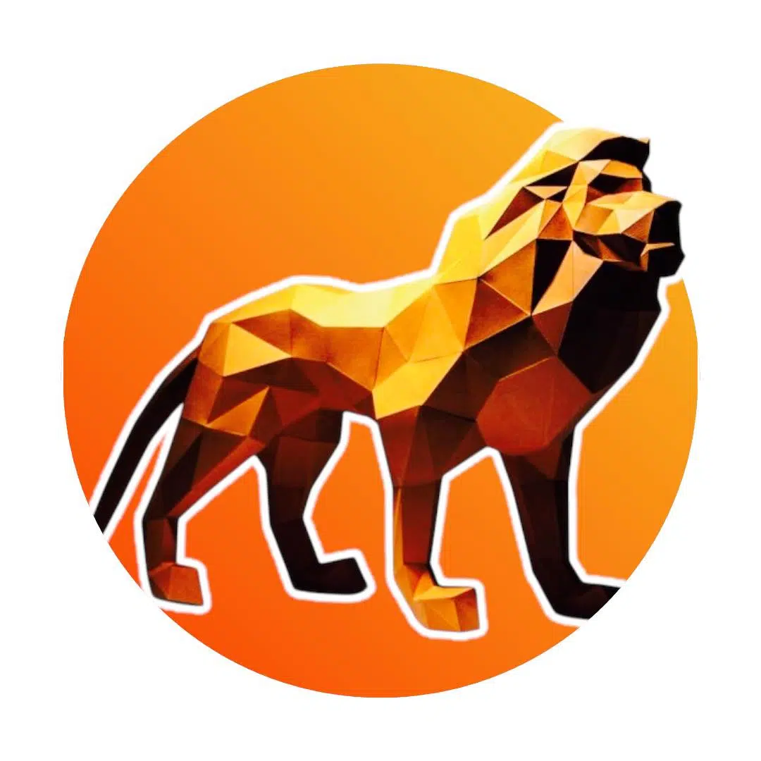 Papercraft standing lion in 3D origami