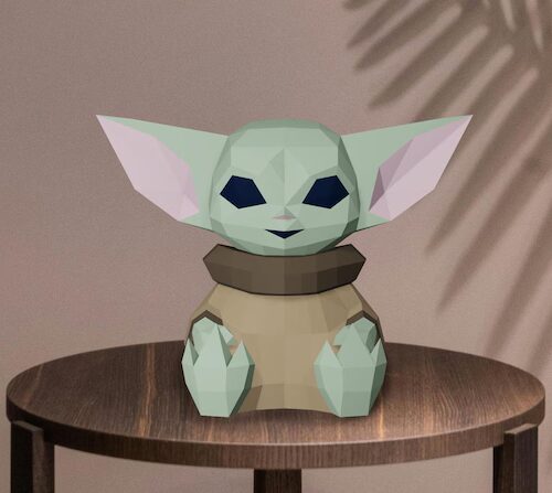 Papercraft Baby Yoda Grogu origami