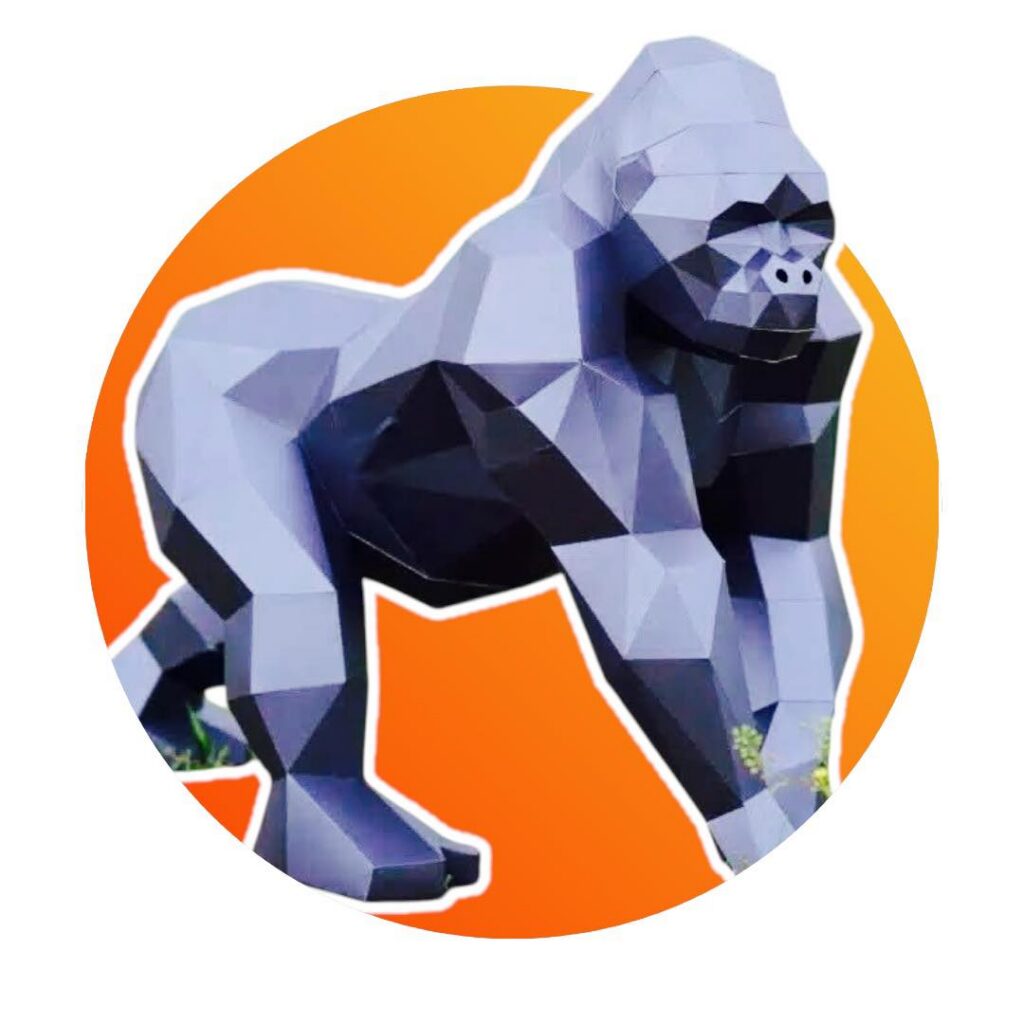 Papercraft gorilla in origami 3D