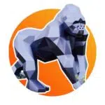 Papercraft de gorila gris a cuatro patas en origami 3D
