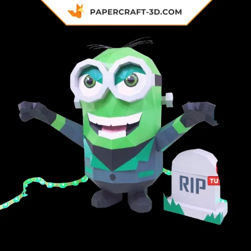 Papercraft do Minion Frankenstein em origami 3D