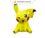Papercraft Pikachu assis en origami papier 3D