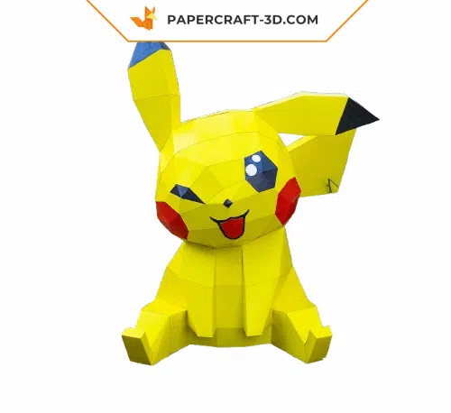 Sitting Pikachu origami papercraft