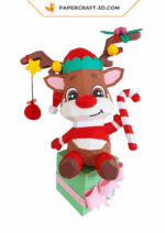 Papercraft of Rudolph the reindeer in 3D origami