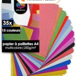 Glitter paper for papercraft - 35 sheets - 15 colors - 250g/m2
