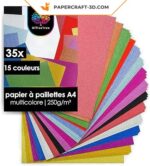 Glitter paper for papercraft - 35 sheets - 15 colors - 250g/m2