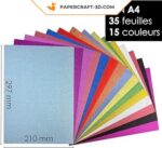 Glitter paper for papercraft - 35 sheets - 15 colors - 250g/m2