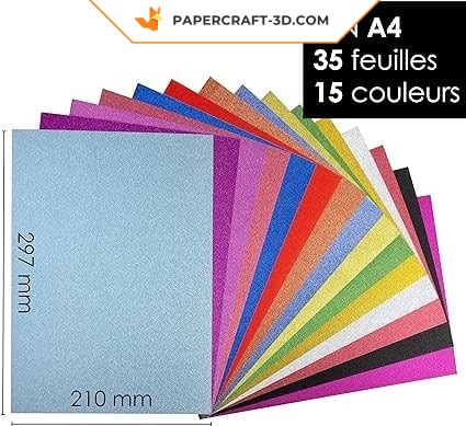 Papel brilhante para papercraft - 35 folhas - 15 cores - 250g/m2