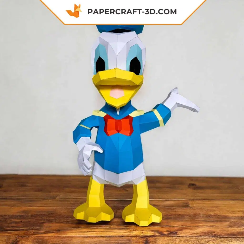 Papercraft de Donald Duck en origami 3D, weergave 3