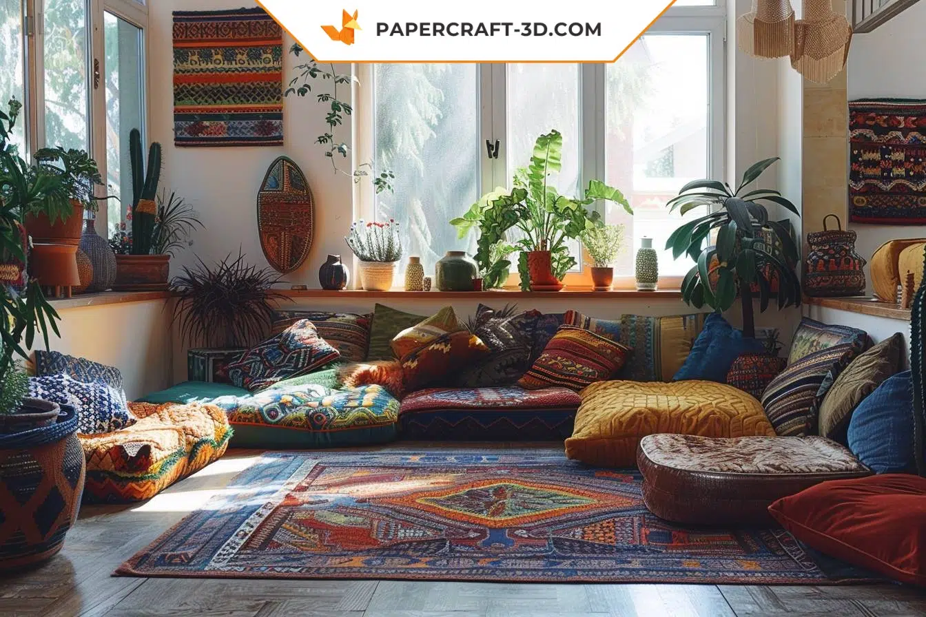How can I incorporate bohemian decor trends into my living room?