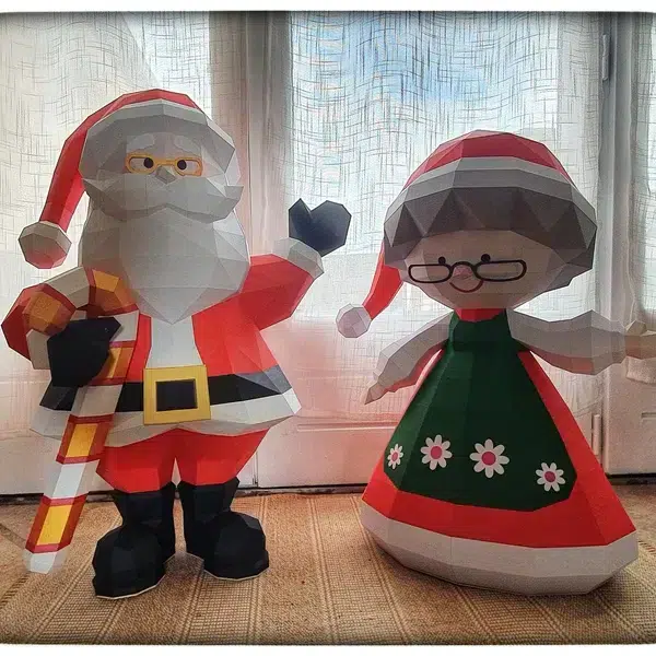 Papercraft of Mrs. Claus in origami