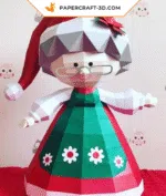 Papercraft mère Noel origami 3D, weergave 2