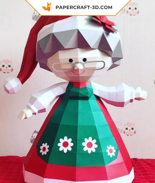 Papercraft mère Noel origami 3D, weergave 2