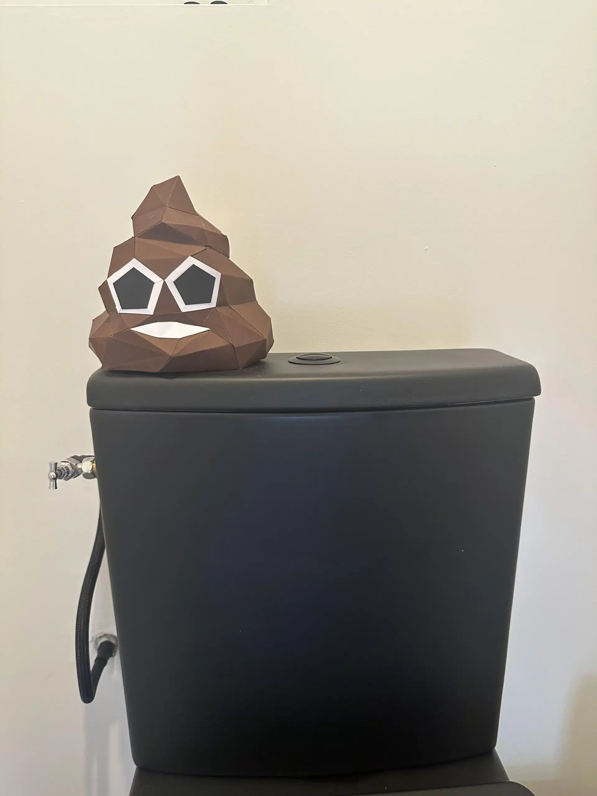 Papercraft de cocô divertido em origami 3D, vista lateral