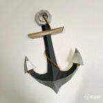 Papercraft of a ship anchor in 3D origami