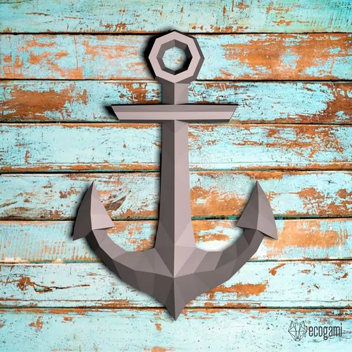 Papercraft di ancora nautica in origami 3D