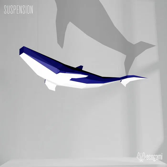 Papercraft de baleia-azul em origami 3D