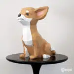 Origami 3D chihuahua zittend, 3D-model
