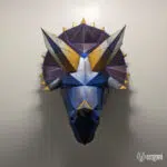 Origami 3D schedel van een triceratops, weergave 2
