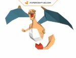 Papercraft of Charizard wall in 3D origami