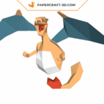 Papercraft of Charizard wall in 3D origami