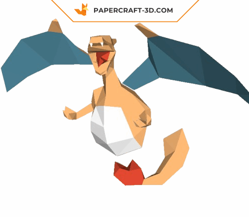 Papercraft of Charizard wall in 3D origami