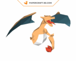 Papercraft of Charizard wall in 3D origami
