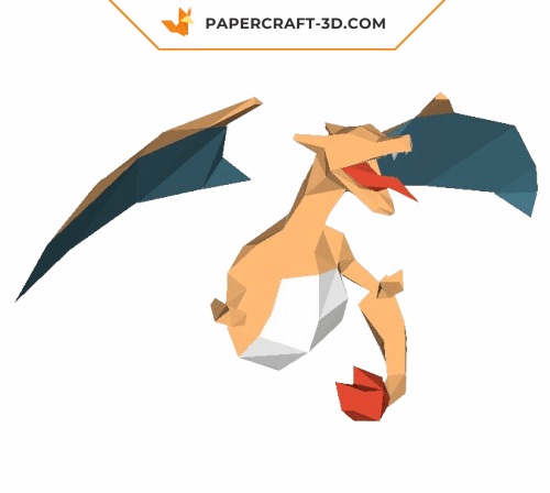Papercraft of Charizard wall in 3D origami