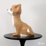 Origami 3D chihuahua zittend, weergave 2