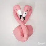 Papercraft kop van roze flamingo’s in liefde in 3D-origami, 3D-model