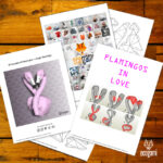 Papercraft flamingo heads in love in 3D origami
