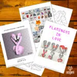 Papercraft kop van roze flamingo’s in liefde in 3D-origami, weergave 2