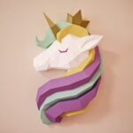 Papercraft princess unicorn in origami 3D