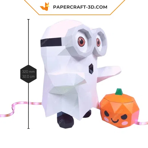 Papercraft minion fantôme avec sa citrouille origami 3D