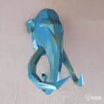 Papercraft testa di mammut murale in origami 3D