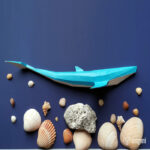 Papercraft eines Blauwals in 3D-Origami