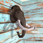 Papercraft mammoth head in 3D origami