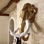 Papercraft mammoth head in 3D origami